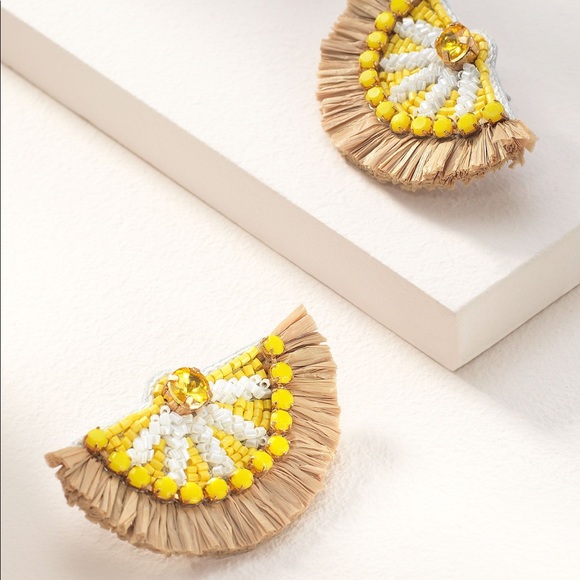 Stella & Dot Jewelry - Lemon Raffia Earrings Stella & Dot Jewelry - Lemon Raffia Earrings